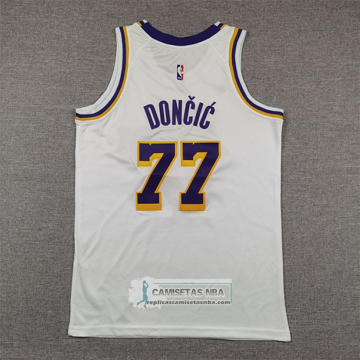 Camiseta Nino Los Angeles Lakers Luka Doncic NO 77 Association 2024-25 Blanco
